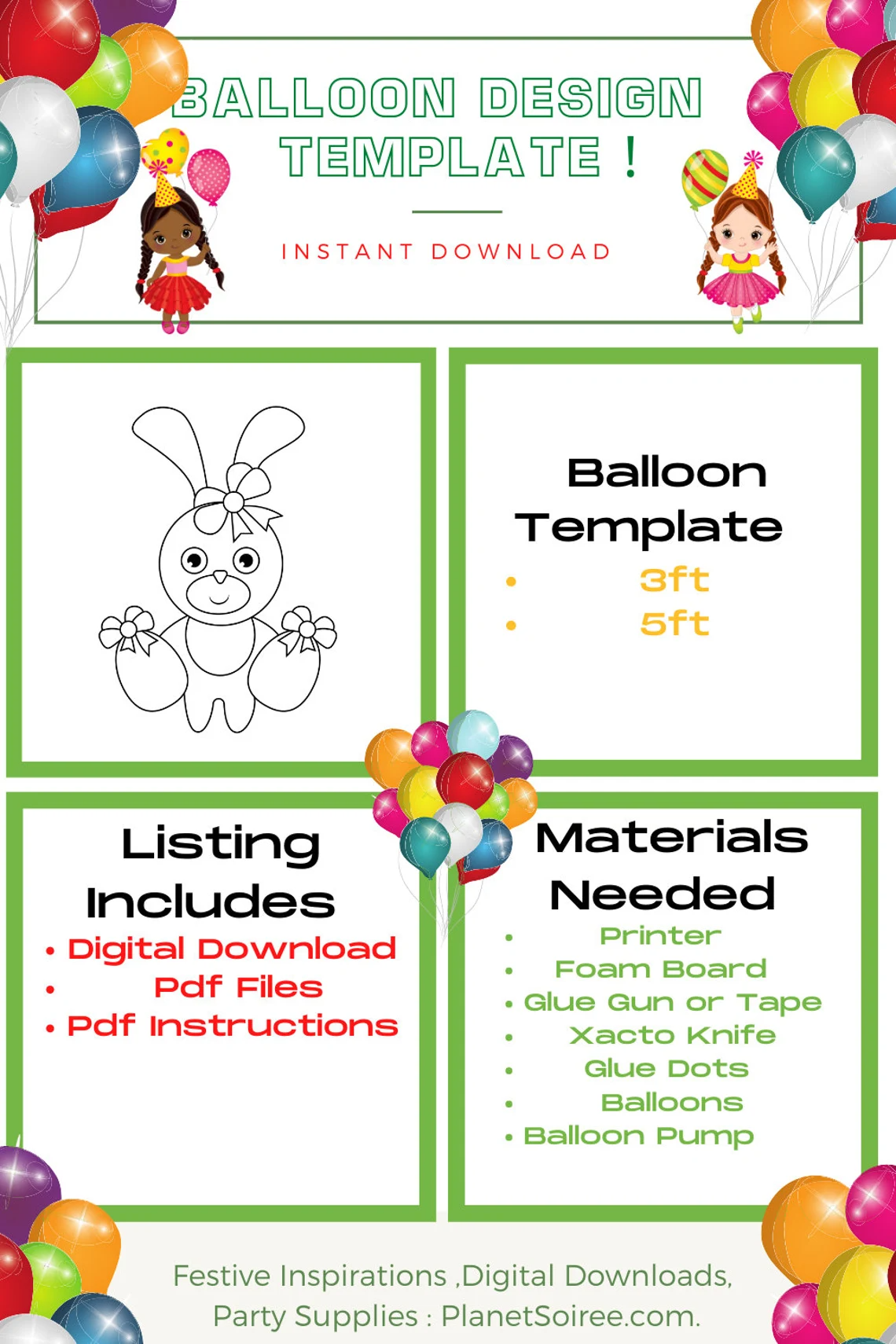 Bunny Mosaic Template , Easter Bunny with Easter Eggs Balloon Mosaic, Bunny, Easter Decor , Rabbit Mosaic , Hare , Diy , Digital Download