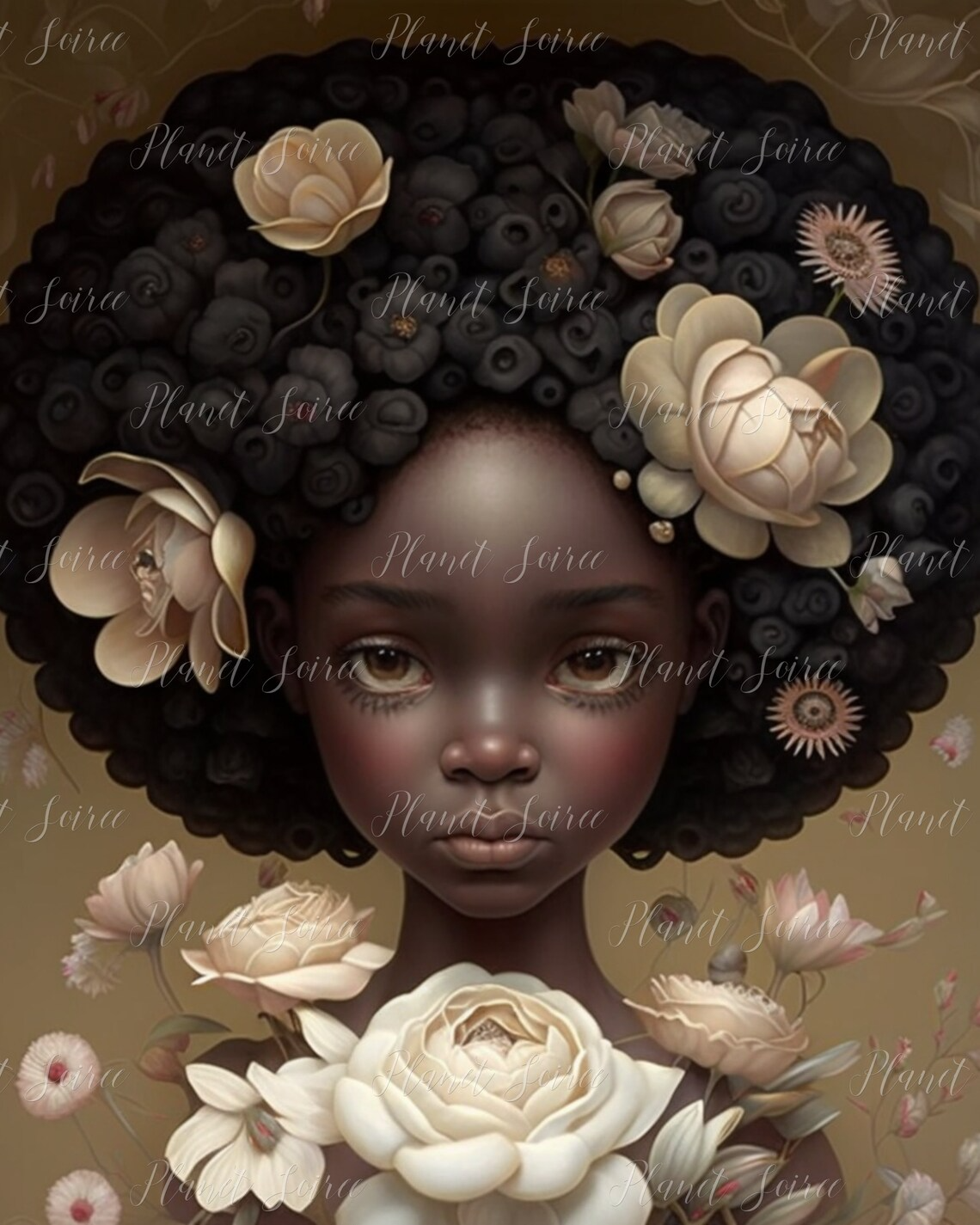 Digital Download, African American Flowers Girl, Black Girl Art Print , Flowers Girl , KPD, POD, Commercial Use, Sublimation, Party Favors