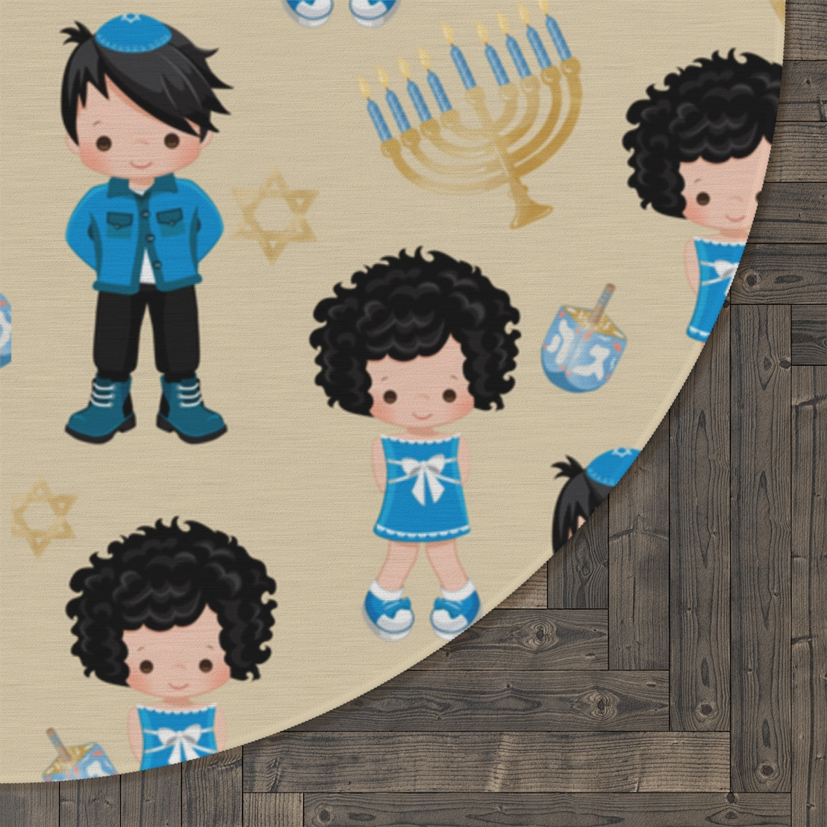 Happy Hanukkah Round Rug