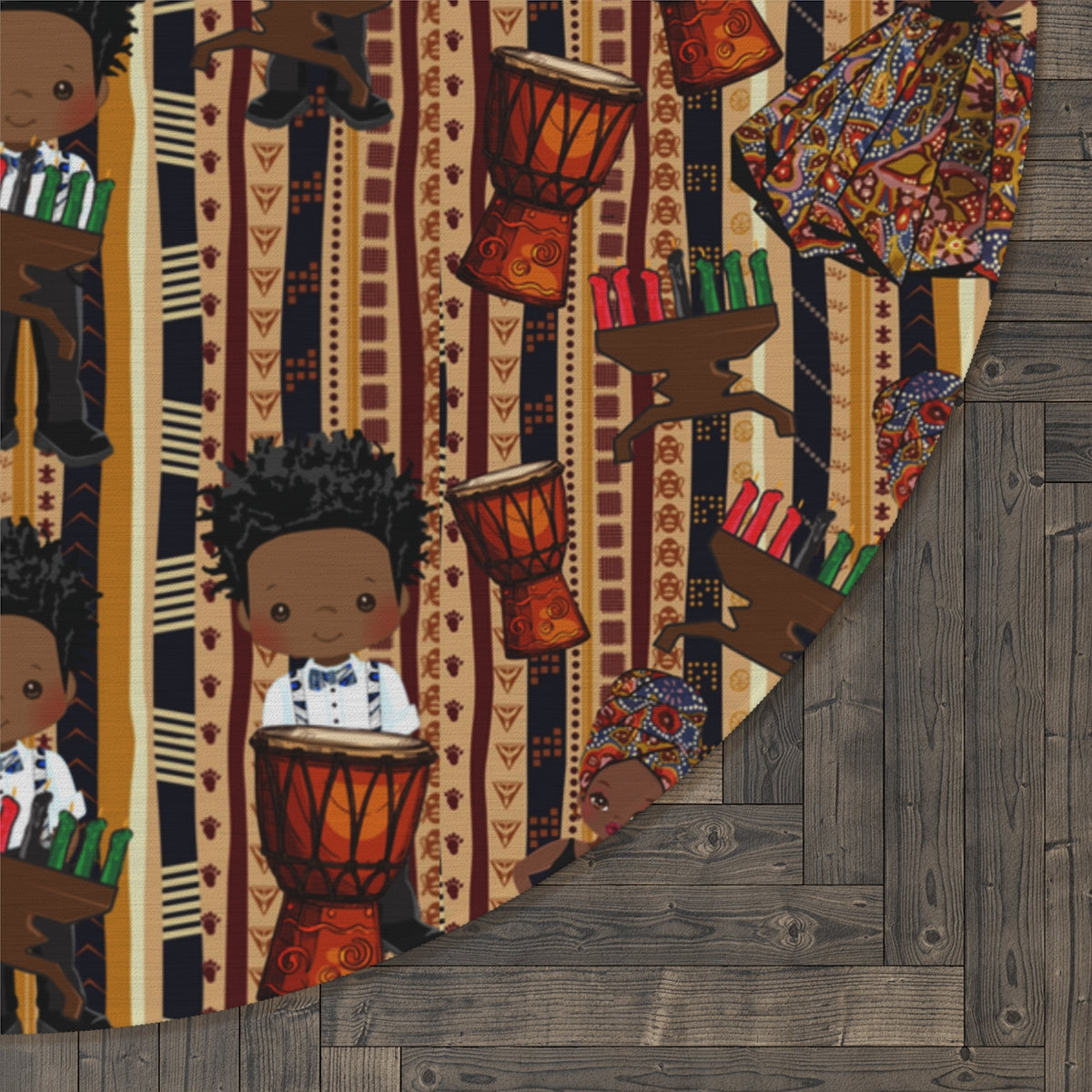 Kwanza Kente Cloth Heritage Round Rug