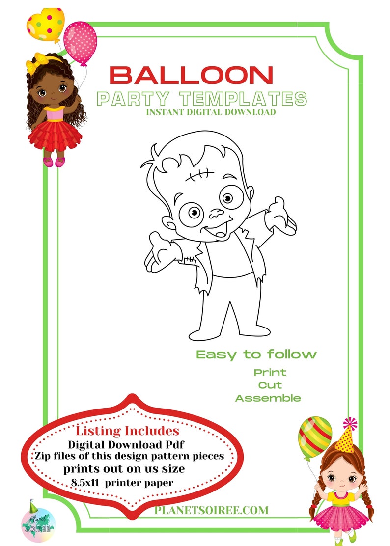 Young Frankenstein Mosaic Template, Spooky Halloween Mosaic from Balloons, Boy Frankenstein Mosaic