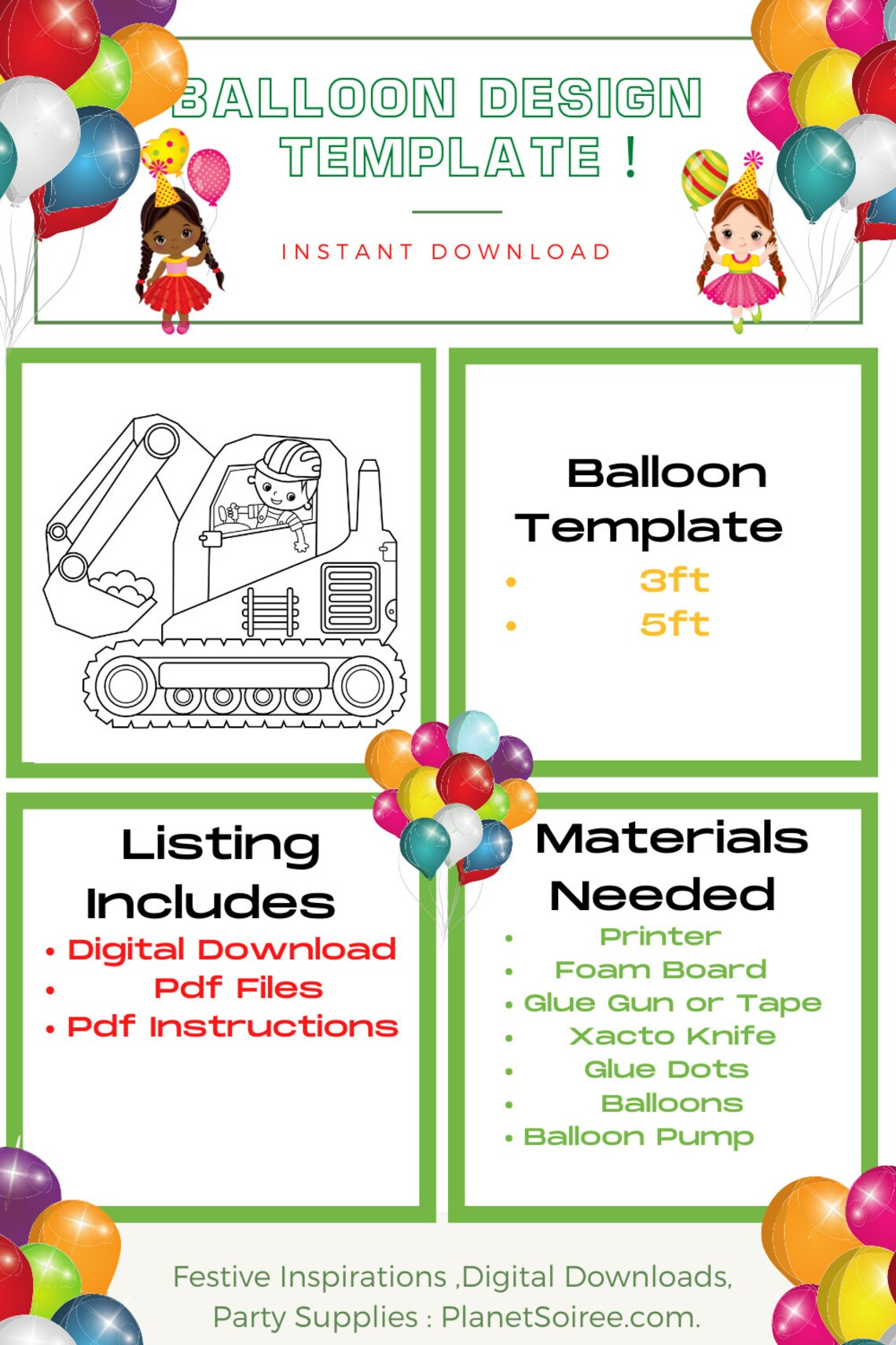 Excavation Truck Balloon Mosaic ,Hard Hat Birthday, Diy Birthday Decor, Construction Birthday, Engineer, Contractor, Dig Birthday