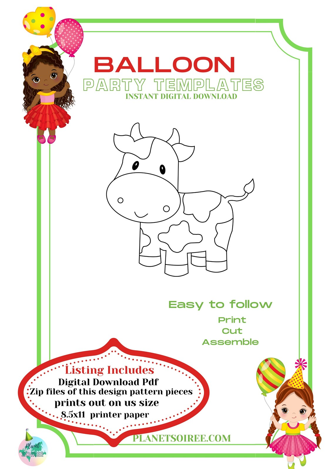Cow Balloon Template, Cow Mosaic from Balloons, Cow Mosaic Template, Farm Animals Mosaic From Balloons, Calf , Bison , Heifer , Ox, Oxen ,