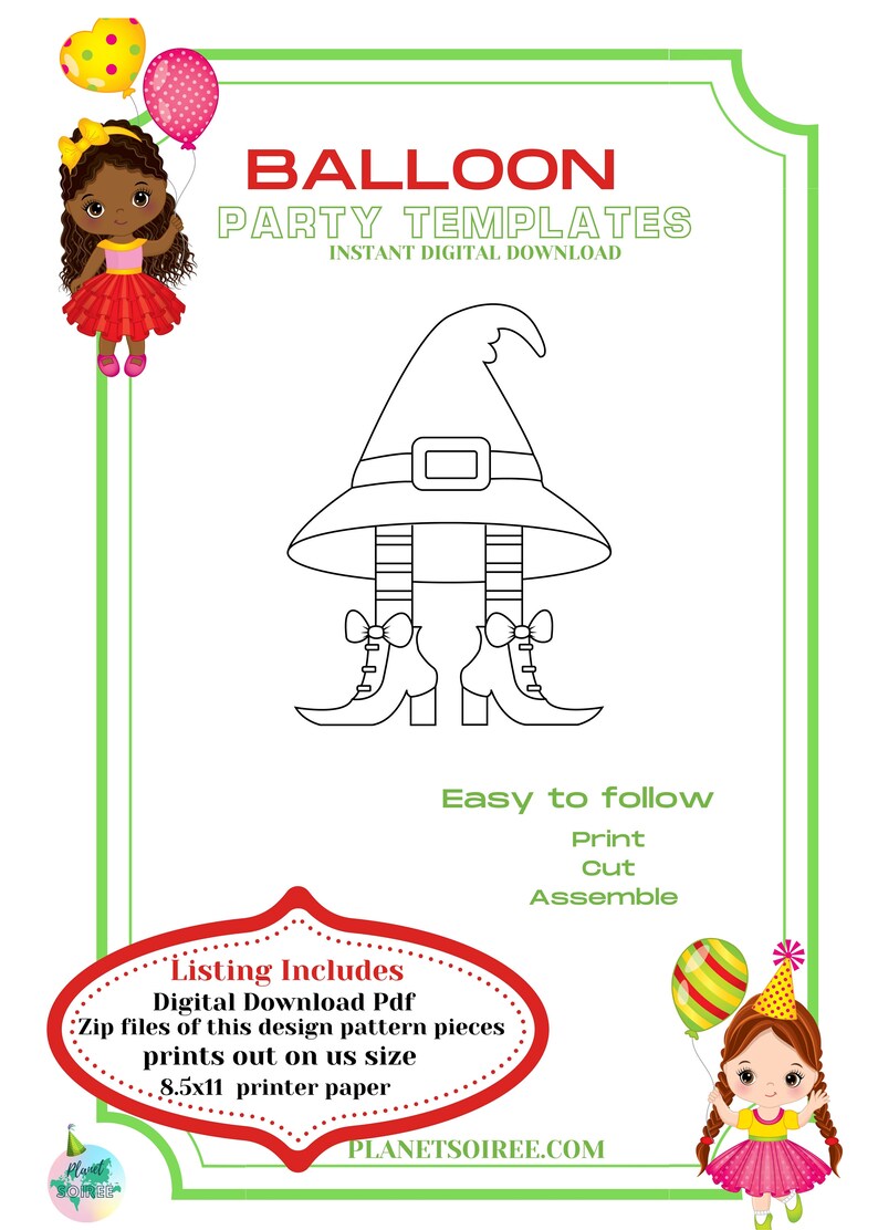 Long Legged Witch , One Haute Witch Balloon Mosaic Template , Witches Hat & Shoe Mosaic from Balloons , Witchy Poo and Shoe Mosaic