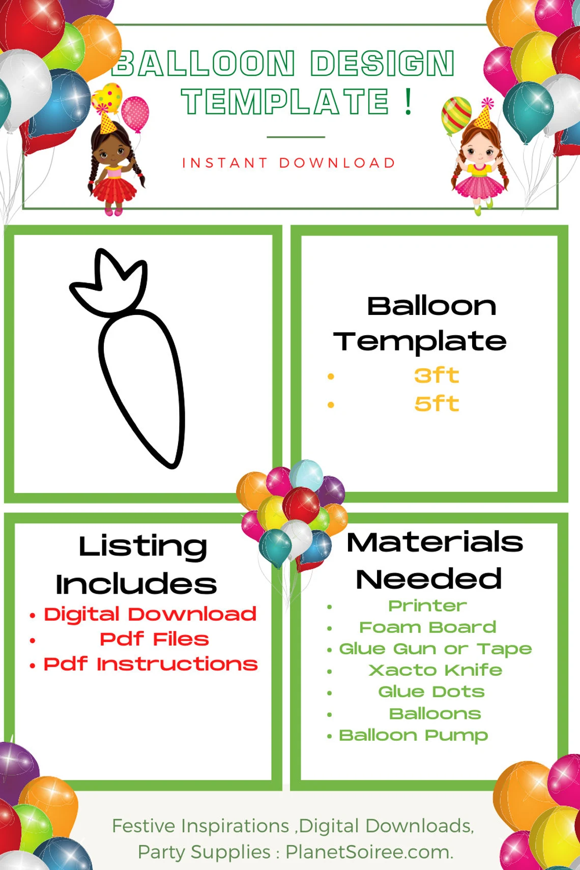 Carrot Balloon Mosaic , Vegetable Mosaic Template, Easter Decor , Diy