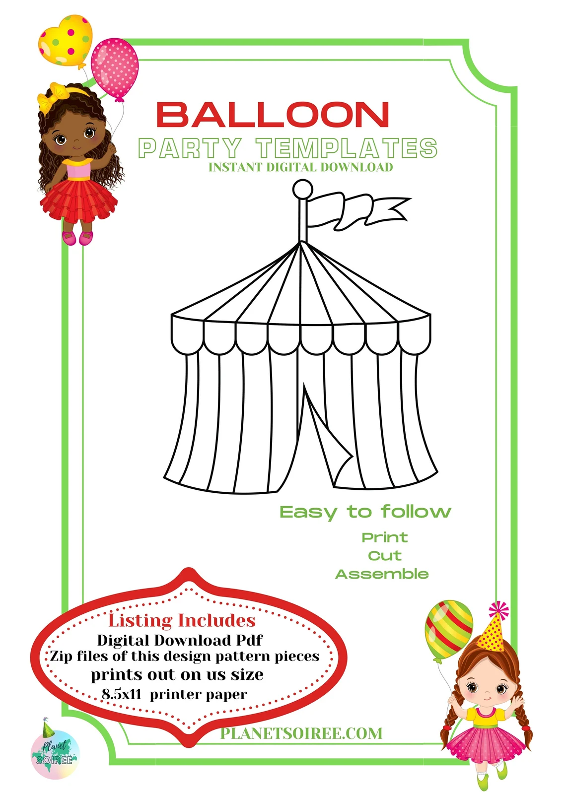 Circus Tent, Cabana, Yurt, Balloon Mosaic, Tent Mosaic ,Balloon Template , Birthday Decor , Glamping Party , Diva Birthday decor