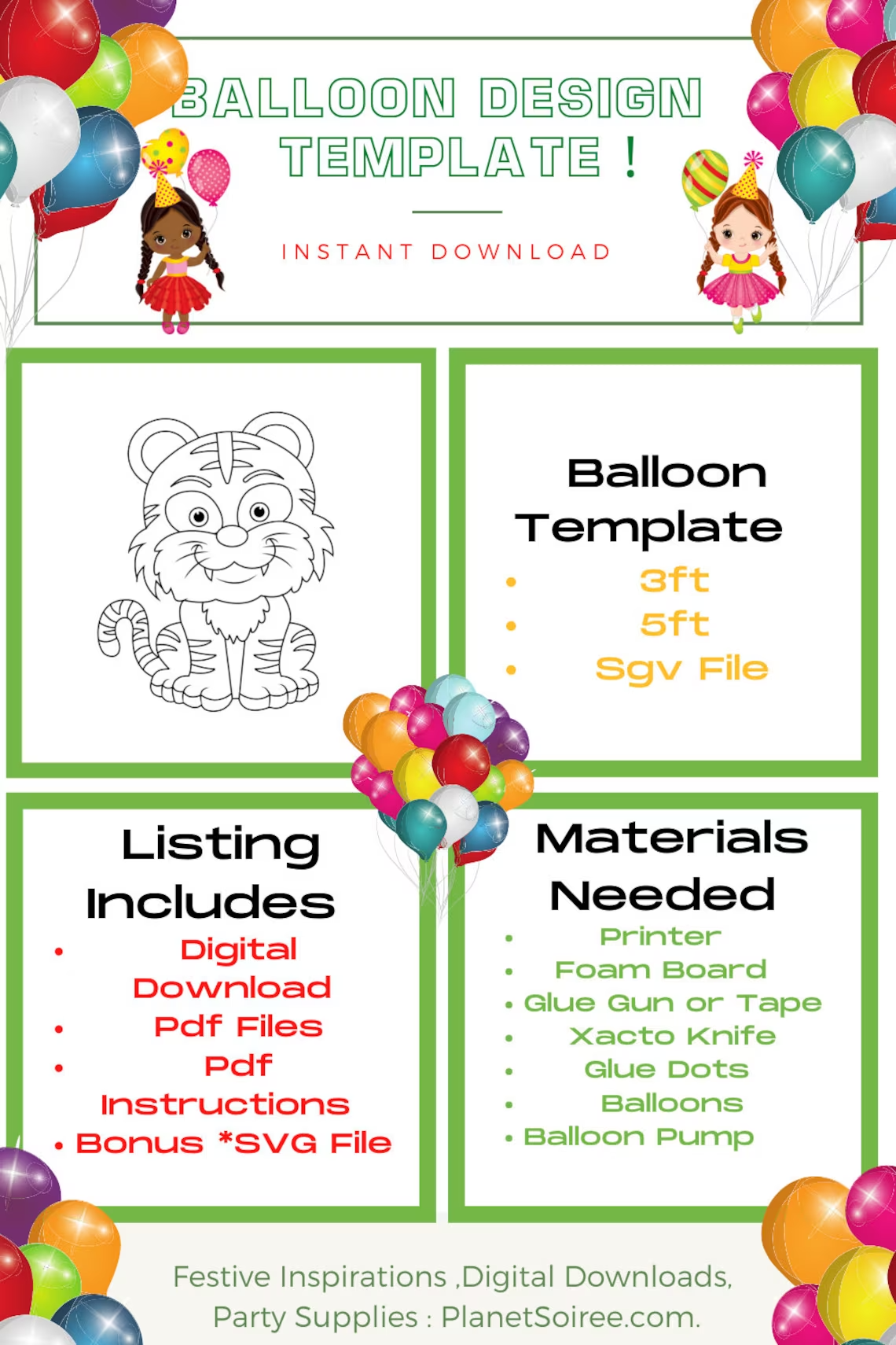 Baby Tiger Balloon Template, Lion from Balloons, Tiger Mosaic Template, Tiger Birthday Ideas, Safari Birthday Decorations, Mosaic Template,