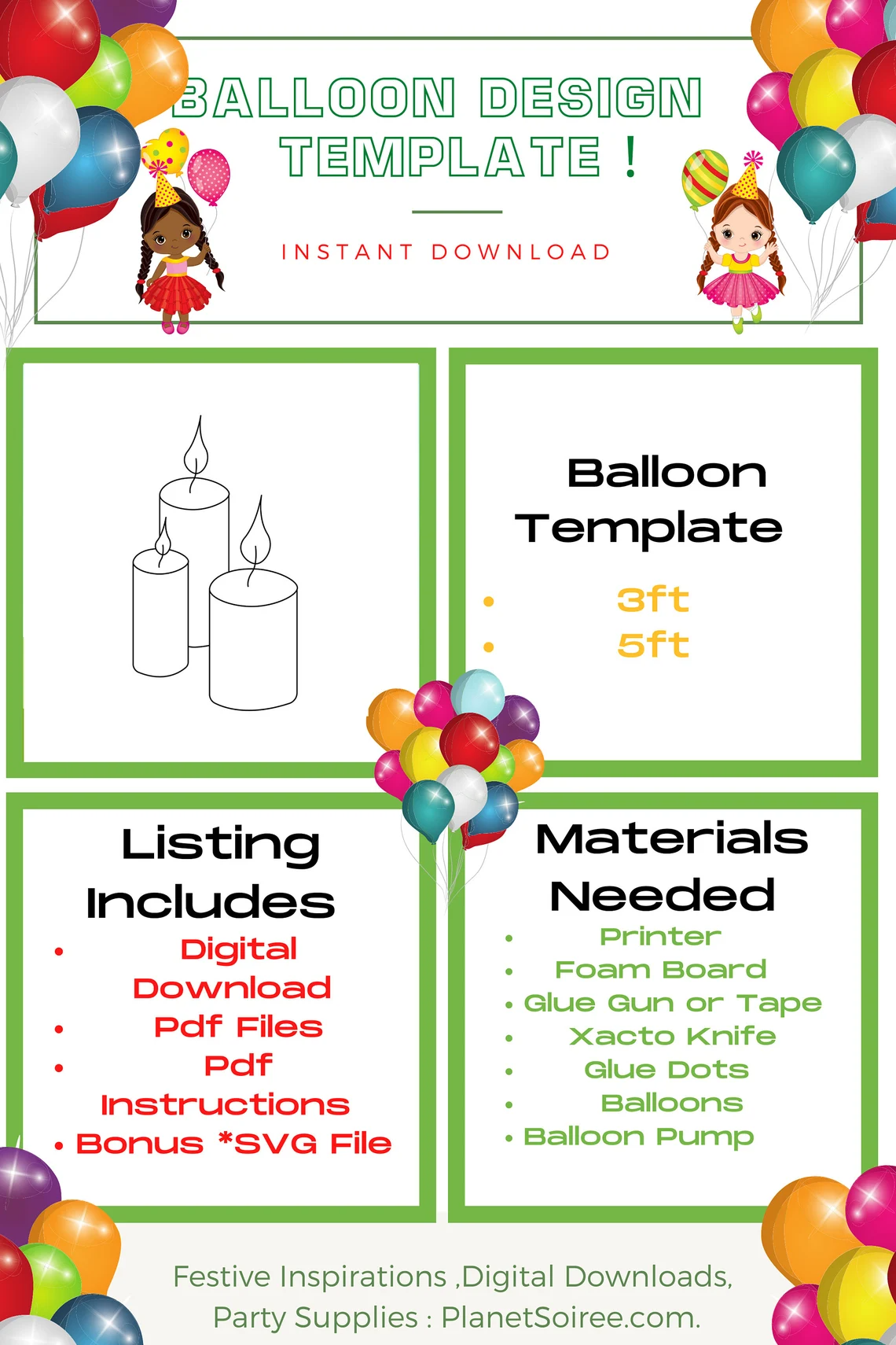 Candle Template, Candle Mosaic from Balloons, Candles Mosaic, Ballon Mosaic, Digital Design, Instant Download Product, First Communion