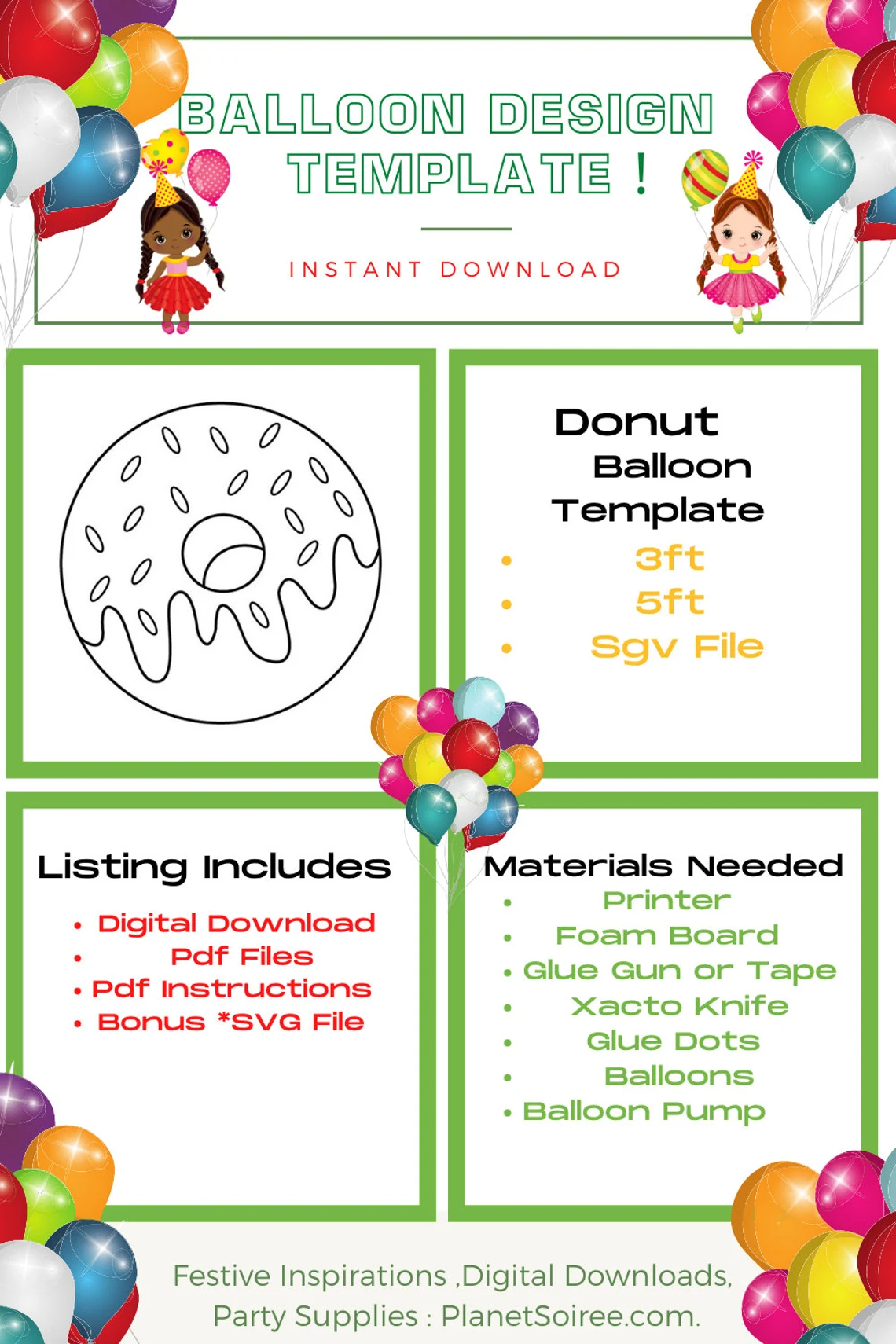 Donut Mosaic Balloon Birthday Template, Mosaic from balloons , donut decorations birthday , birthday balloon mosaic