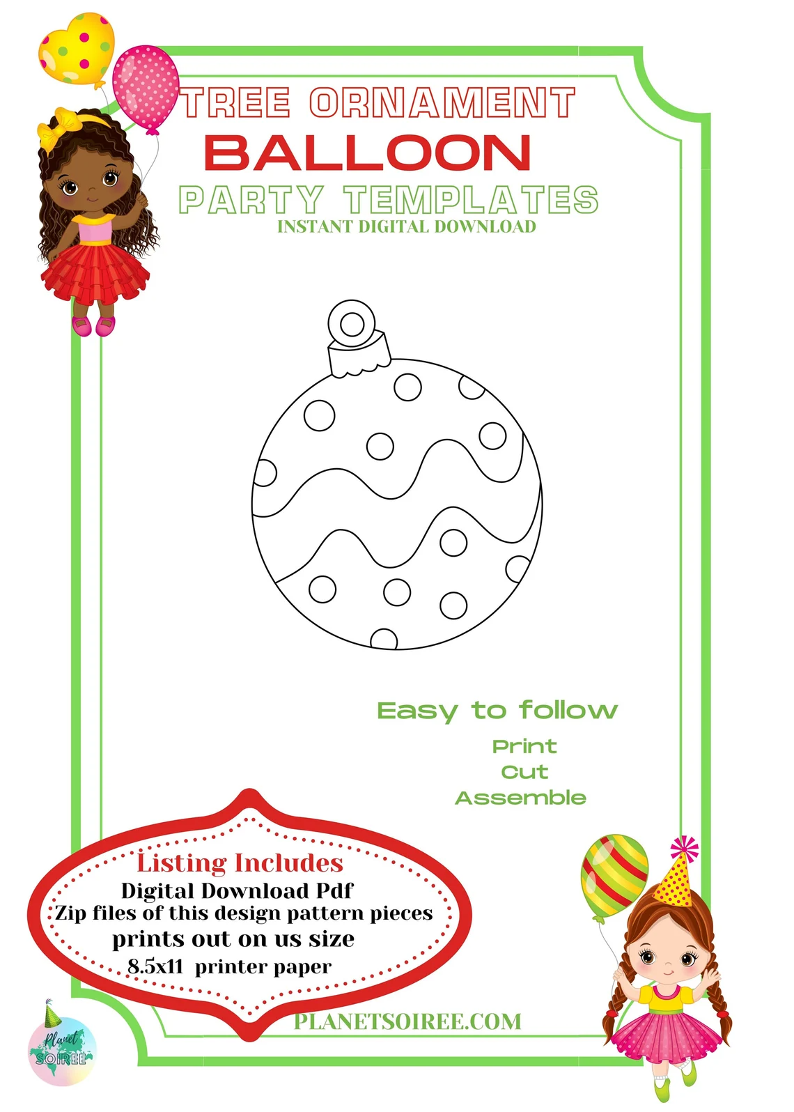 Tree Ornament Mosaic from Balloons , Holiday Mosaic Template, Tree Ornament Balloon Mosaic, Tree Ornament Mosaic, Instant Download Product