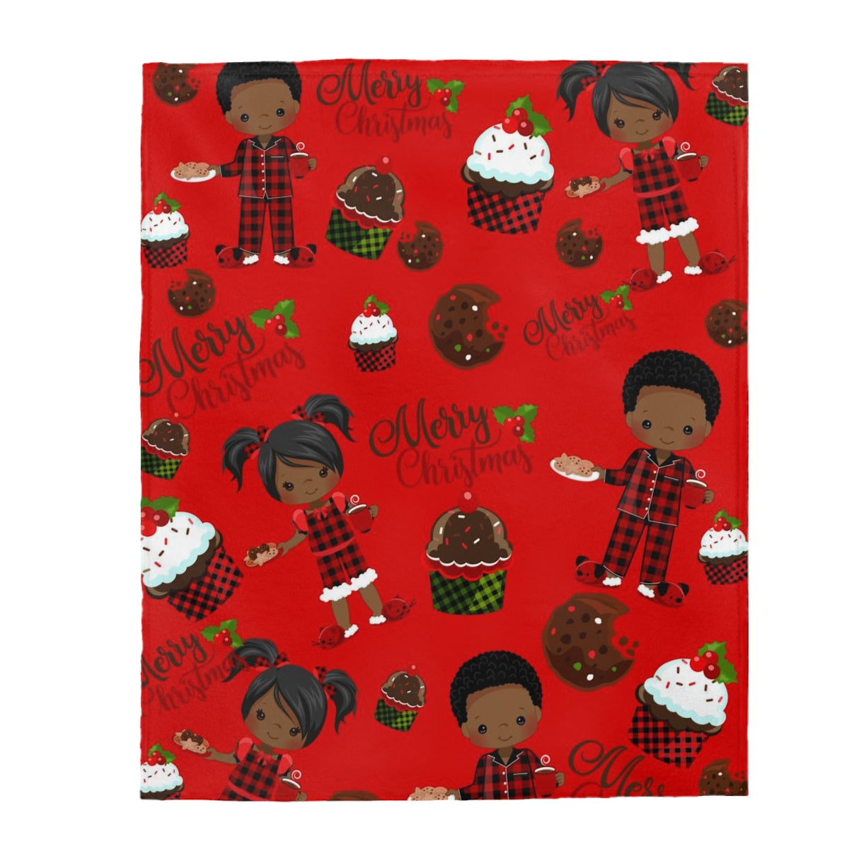 Cupcake Christmas Velveteen Plush Blanket