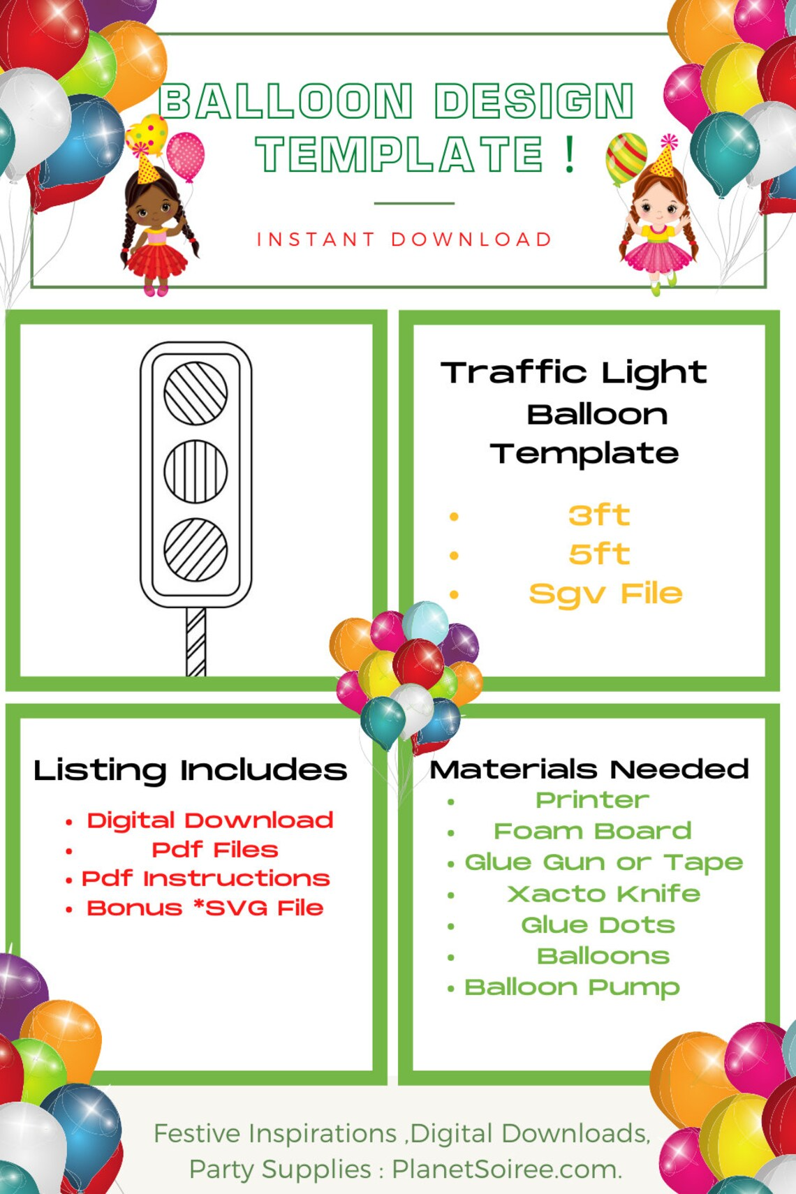 Traffic Light balloon template, Stop The Traffic balloon Mosaic , Rail Yard Traffic Light , Balloon Mosaic