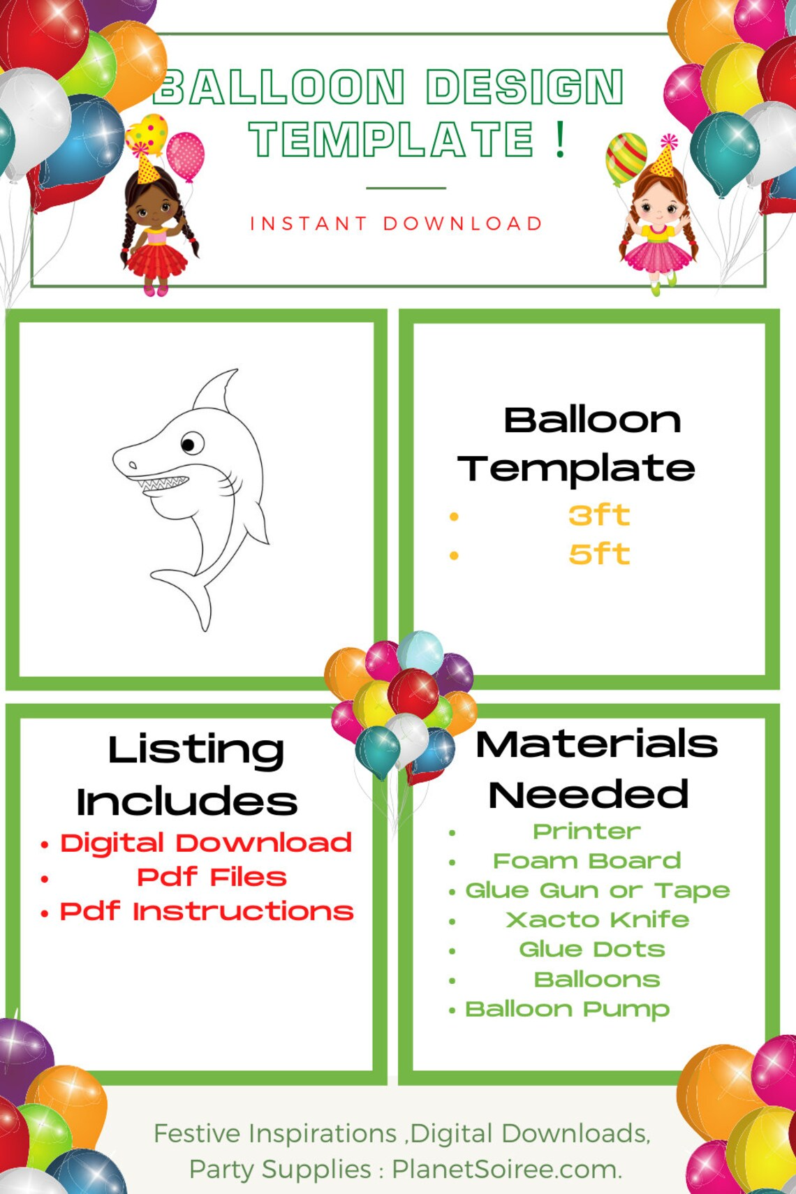 Shark Balloon Mosaic, Shark Template , Destiny Shark ,Deep Blue Sea Mosaic , Ocean Birthday