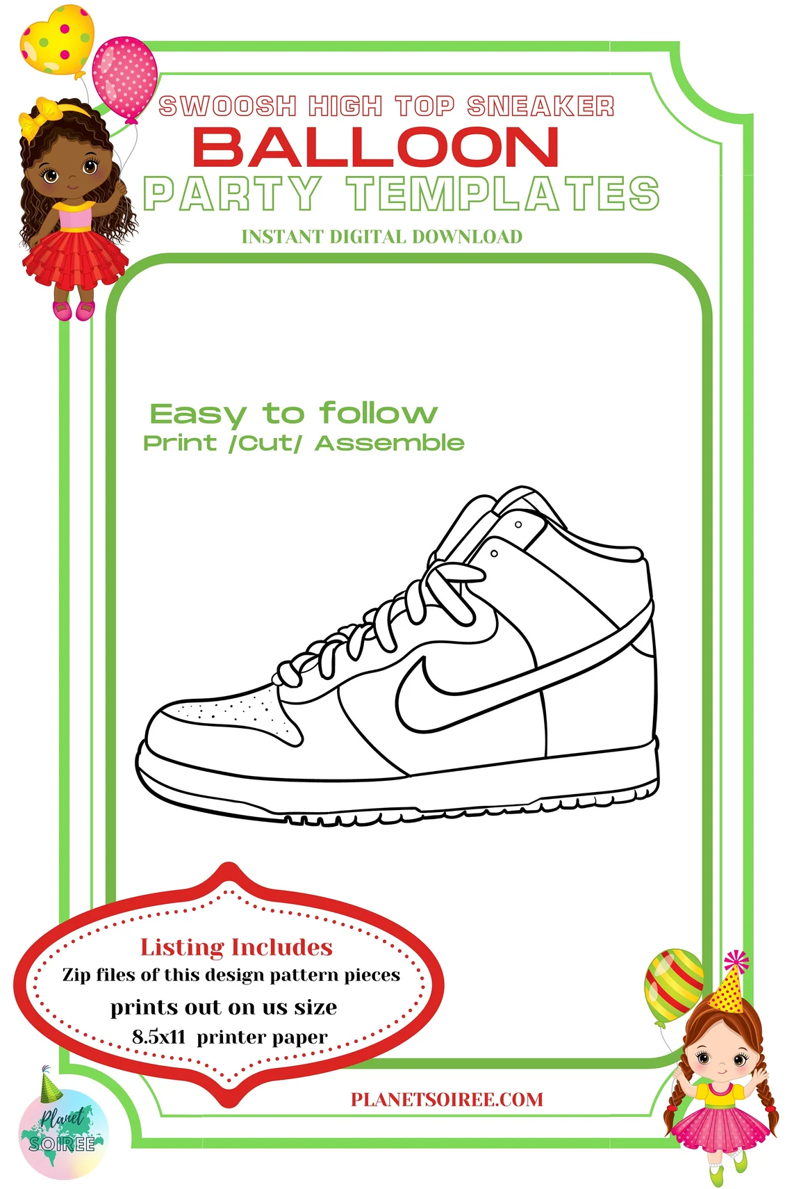 Sports, Sneaker Mosaic , Balloon Template, High Top Sneaker from Balloons , Swoosh Sneaker, Mosaic Shapes, Mosaic Template