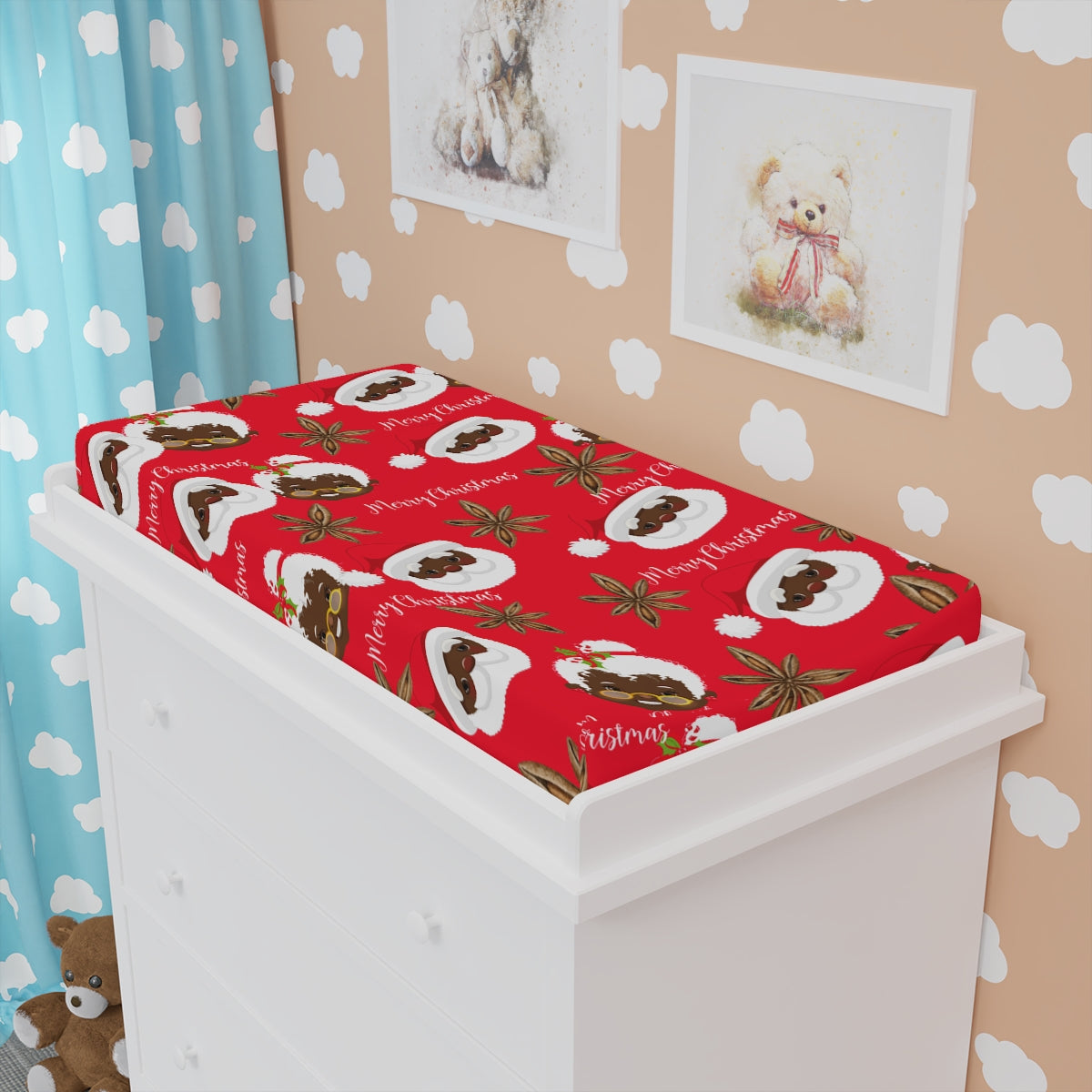 Mrs and Mrs Clifford Claus Baby Changing Pad Cover