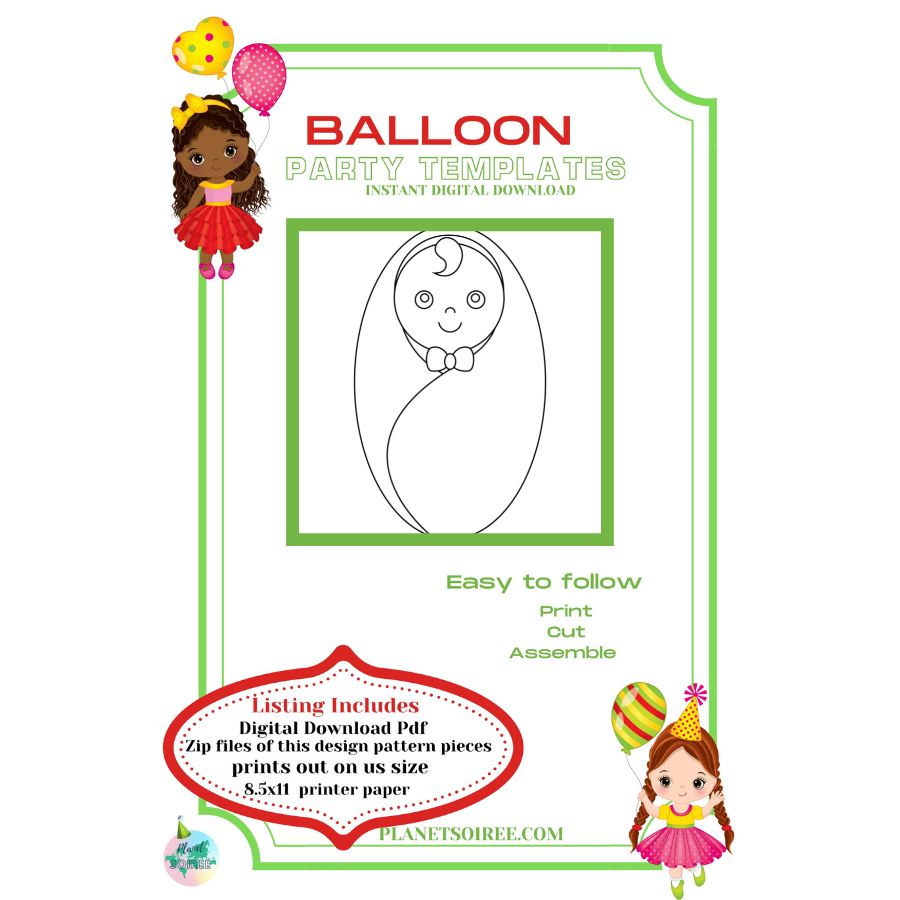 Baby in Blanket Balloon Template