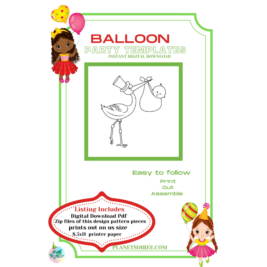 Stork Mosiac Balloon Template