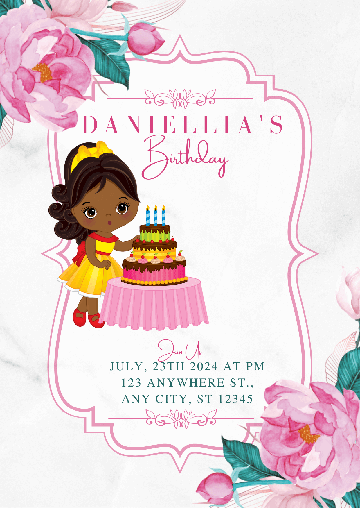 Pretty Pink Birthday Invitation