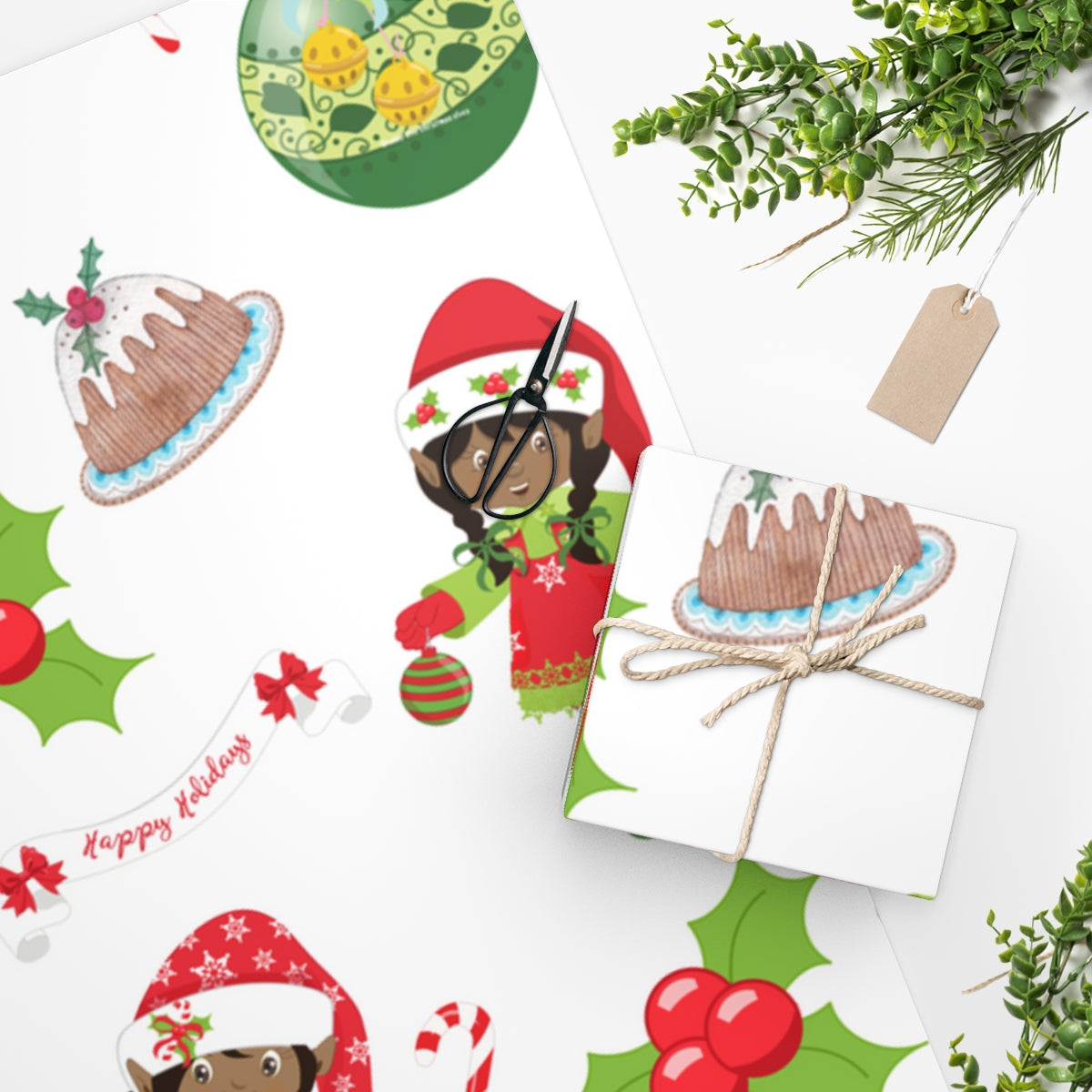 Peppermint Elves Wrapping Paper