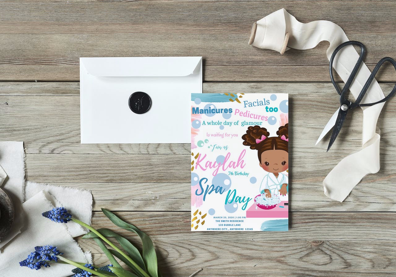 Spa Day Birthday Invite