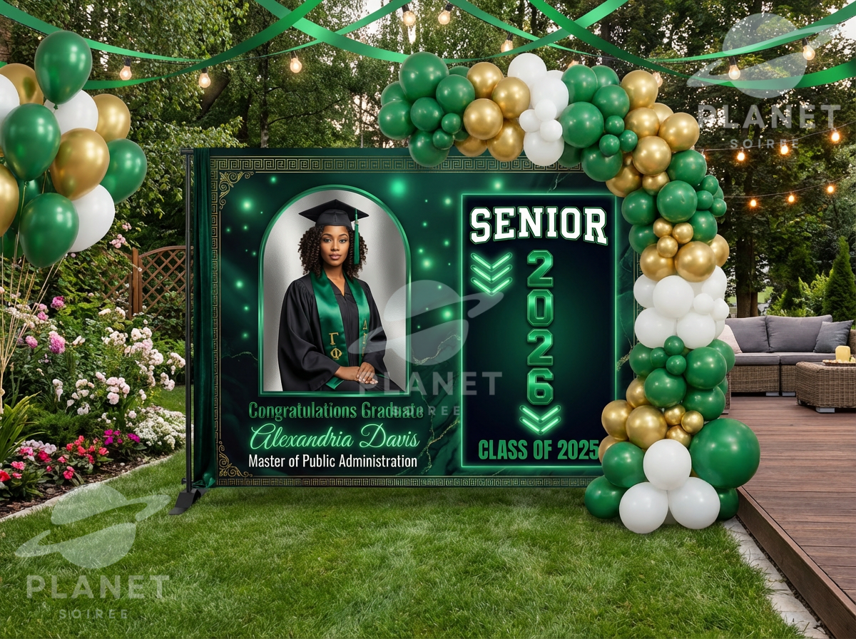 Custom Emerald Green Graduation Backdrop | Senior 2026 Graduation Photo Backdrop |Custom Grad Party | Class of 2026 Graduation Display