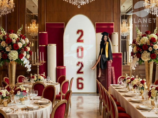 Customized  for You Luxury Graduation Arch Backdrop Template | Class of 2026 Graduation Decor | Elegant Grad Party Backdrop Canva Template | Editable Graduation Arch Display