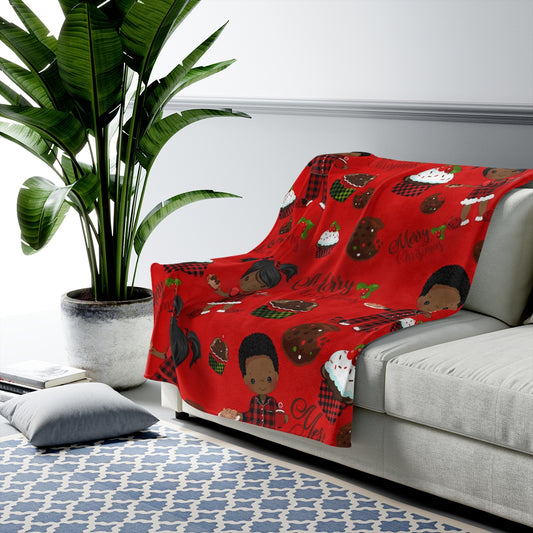 Cupcake Christmas Velveteen Plush Blanket
