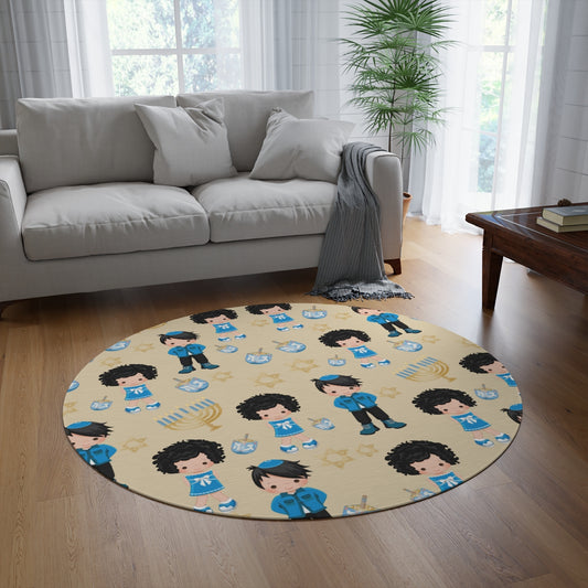 Happy Hanukkah Round Rug