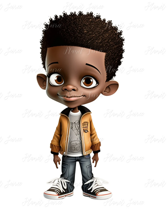 Digital Download, Beautiful Black Boy Joy Clip Art - Perfect for Invitations, Crafts, KPD, POD, Africa Boy , Printable Commercial Use