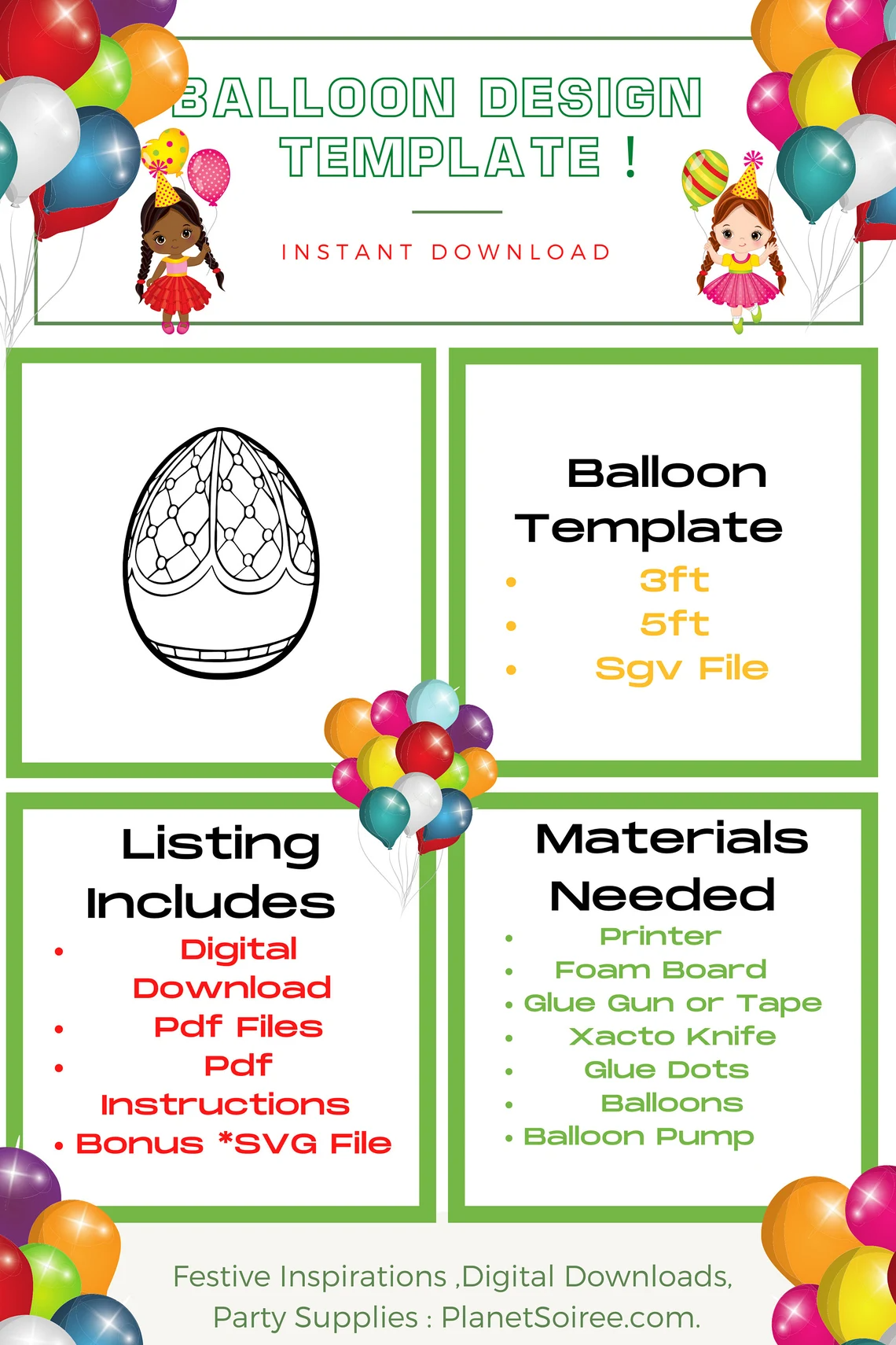 Easter Egg Balloon Mosaics , Egg pdf file , Easter Balloon Template , Balloon Mosaic, fabrochet egg