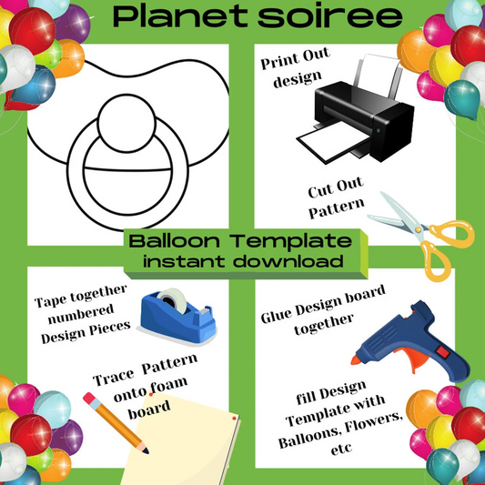 Pacifier Balloon Template, Mosaic Pacifier from Balloons, Baby Pacifier , Binky, baby shower decor