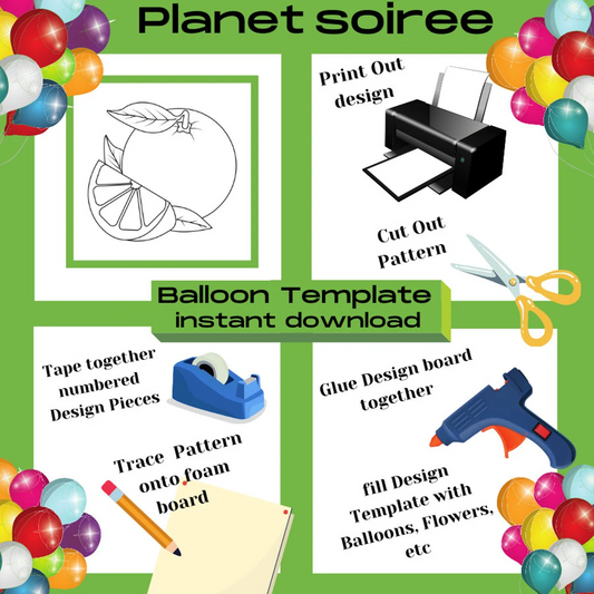 Lil Cutie Balloon Mosaic , Orange Balloon Template, Summer Party decor , fruit Mosaic , instant download , pdf , diy decor