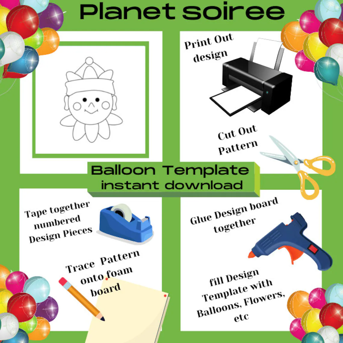 Elf Balloon Template, Elf Mosaic from Balloons, Elf On a Shelf Mosaic, Sugarplum Elf Balloon Mosaic, Buddy The Elf, Boy Elf , Digital Design