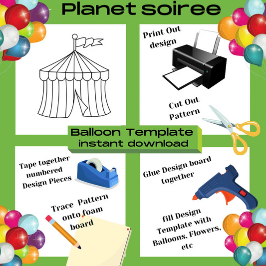 Circus Tent, Cabana, Yurt, Balloon Mosaic, Tent Mosaic ,Balloon Template , Birthday Decor , Glamping Party , Diva Birthday decor