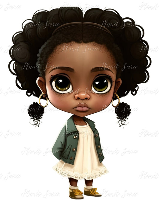 Digital Download, African American Digital Clipart, Black Girl Graphics - Commercial Use, Clipart for Kids, Posters, KPD, Sublimation, POD