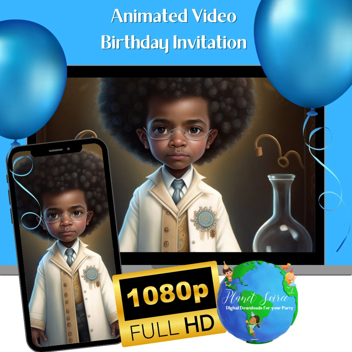 Scientifically Fun Birthday E-Invitation - Customizable Scientist Party , Science Invitation, Science Invites, Instant Download , 1080 hp