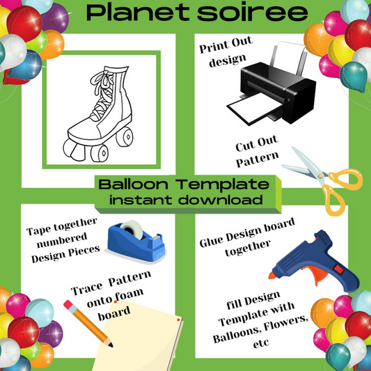 Roller Skate Balloon Template Digital Download-Balloon Roller BladeTemplates-Roller Skate Balloon Mosaic Template-Birthday Balloon template.