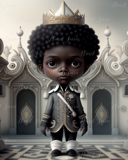 Digital Download, Adorable Black Prince Bundle: Cute African American Kid, PNG, POD, SVG, Afro Boy & Silhouette Clipart, Commercial Use