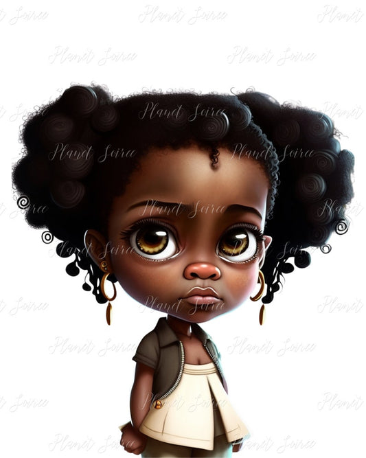Digital Download, Whimsical Black Girl with a Clipart - Commercial Use, Inspiring Clipart for Kids, Posters, KPD, Sublimation, POD