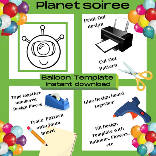 Alien Balloon Template, Outer Space balloon mosaic , Extraterrestrial , Outta this world party decor , Diy , Instant download , Pdf