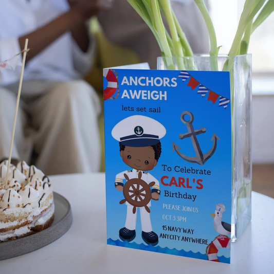 Anchors Aweigh Sailor Boy Birthday Invitation, Anchors Away , Sea, Navy, Invite , Digital Download