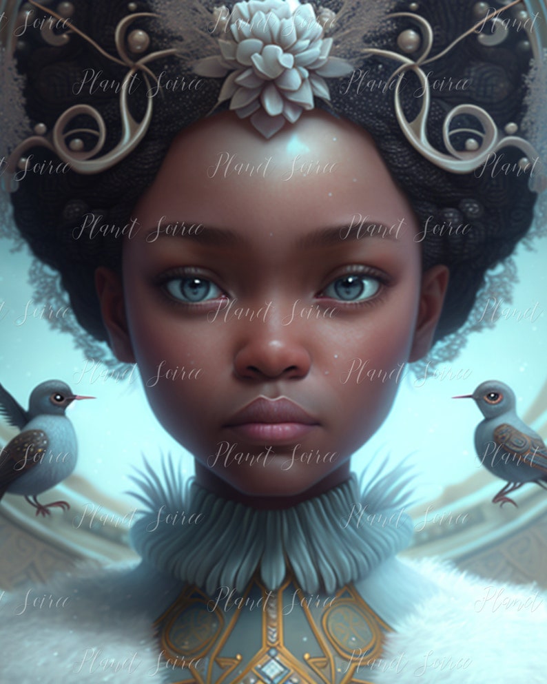 Digital Download , Stunning African American Princess Clipart: Adorable Black Girl for Kids, T-Shirts, Planners, KPD, POD, commercial use