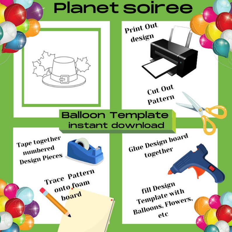 Pilgrim Hat Mosaic from Balloons,Thanksgiving balloon Mosaic, Holiday Balloon Mosaic, Digital Design,Harvest Instant Download