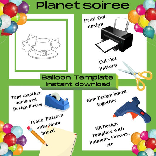 Pilgrim Hat Mosaic from Balloons,Thanksgiving balloon Mosaic, Holiday Balloon Mosaic, Digital Design,Harvest Instant Download