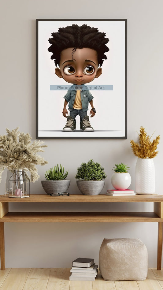 Digital Download, Powerful African American Boy Graphics: Inspiring Clipart for Kids, Posters, KPD, Sublimation, POD, Commercial Use