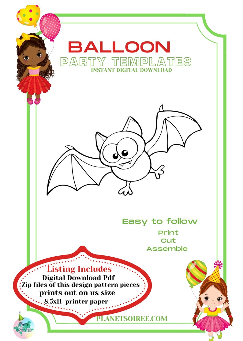 Bat Balloon Mosaic Template, Vampire Bat Mosaic from Balloons , Halloween Balloon Mosaic, Halloween Decor, Balloon Template , Diy