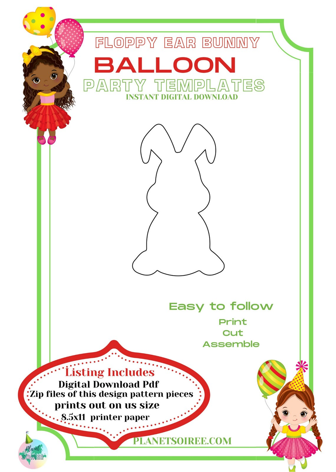 Easter Bunny Balloon Mosaic , Floppy Ear Bunny Rabbit, Hare , Easter Decor