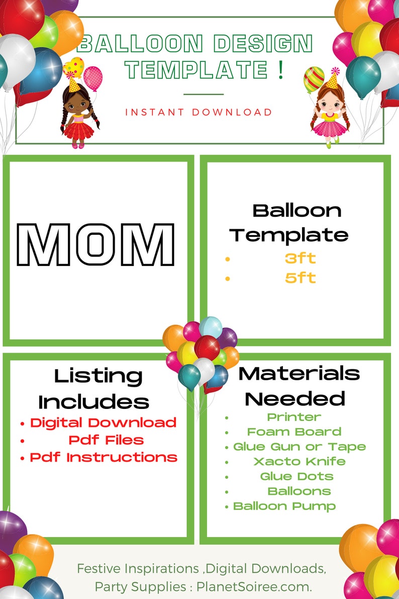 Mom Balloon Mosaic, Mother's Day Mosaic Template, Gift for Mom, , MOM Mosaic from Balloons, Mosaic from Balloons, PDF ,