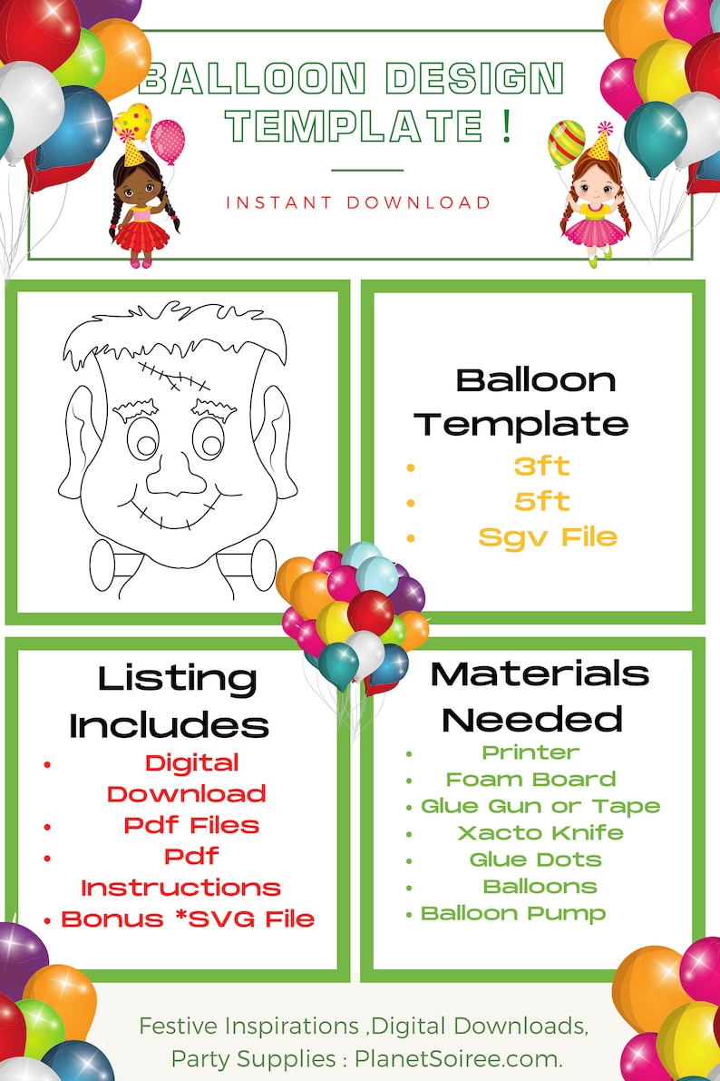 Frankenstein Balloon Mosaic Template , Herman Munster Mosaic , Victor Frankenstein, Halloween Monster Mosaic ,Spooky Halloween Decor