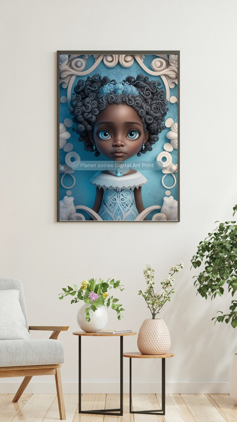 Digital Download, African American,Frozen , Princess Clipart Bundle - Commercial Use Princess Printable, Young Queen , Invites, POD , KPD